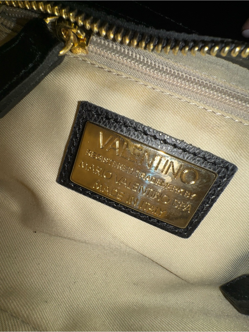 Valentino Black Shoulder Bag with Gold Plaque